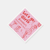 ピンクディスコ女性のカーボーイロデオバチェロレッテ スタンダードカクテルナプキン (角)