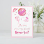 ピンクディスコ女性のカーボーイロデオビーマイフラワーガール エンクロージャーカード (スタンド正面)