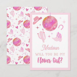 ピンクディスコ女性のカーボーイロデオビーマイフラワーガール エンクロージャーカード