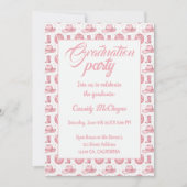 ピンクディスコ女性のカーボーイ卒業 招待状 (正面)