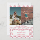 ピンクディスコ女性のカーボーイ卒業 招待状 (裏面)