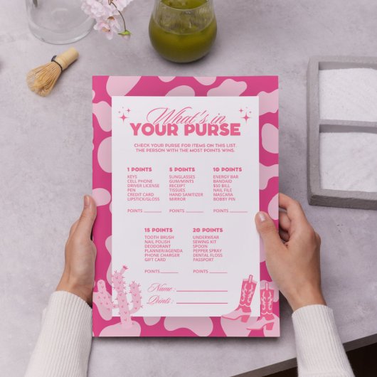 ピンクディスコ女性のカーボーイ財布のゲームカードの内容