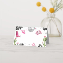 ピンクディスコ女性のカーボーイ食品ラベル プレイスカード