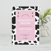 ピンクディスコ宇宙女性のカーボーイシンプルバチェロレッテ 招待状 (スタンド正面)