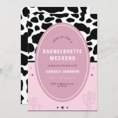 ピンクディスコ宇宙女性のカーボーイバチェロレッテサボテン 招待状 (正面/裏面)