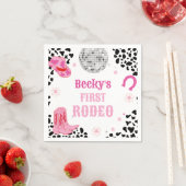 ピンクディスコ最初のロデオワイルドウエストガール最初の誕生日 スタンダードカクテルナプキン (インサイチュ)