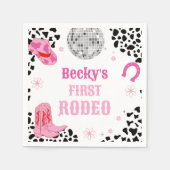 ピンクディスコ最初のロデオワイルドウエストガール最初の誕生日 スタンダードカクテルナプキン (正面)