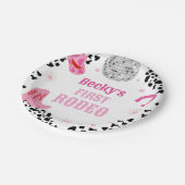 ピンクディスコ最初のロデオワイルドウエストガール最初の誕生日 ペーパープレート (アングル)