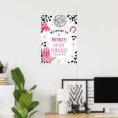 ピンクディスコ最初のロデオ女の子1st誕生日へようこそ ポスター (ホームオフィス)