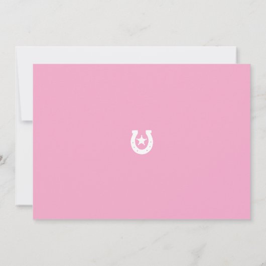 ピンクディスコ最初のロデオ女性のカーボーイ1stバースデーフォト 招待状 (裏面)