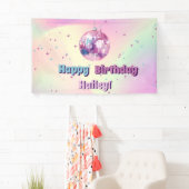 ピンクディスコ誕生日パーティバナー 横断幕 (インサイチュ)