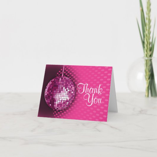 ピンクディスコ誕生日パーティーありがとう サンキューカード (正面)
