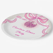 ピンクディスコ輝く女の子のクリスマスパーティー ペーパープレート (アングル)