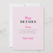 ピンクディスコ70のヘンズパーティの招待状日程 招待状 (裏面)