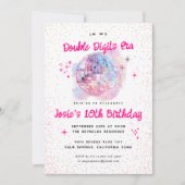 ピンクディスコ | 2桁10誕生日 招待状 (正面)