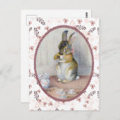 ピンクディティフローラヴィンテージバニーティー ポストカード (正面/裏面)