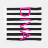 ピンクディバブラックとホワイト フリースブランケット (正面(横))