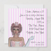 ピンクディヴァ女性21歳の誕生日パーティー 招待状 (裏面)
