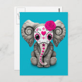ピンクデイオブザデッドシュガースカルベビーゾウ ポストカード (正面/裏面)