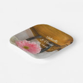 ピンクデイジーと馬蹄地方ウェスタン結婚ズ ペーパープレート (傾斜あり)