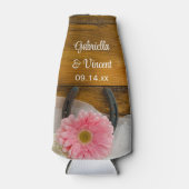 ピンクデイジーと馬蹄地方ウェスタン結婚ズ ボトルクーラー (正面)