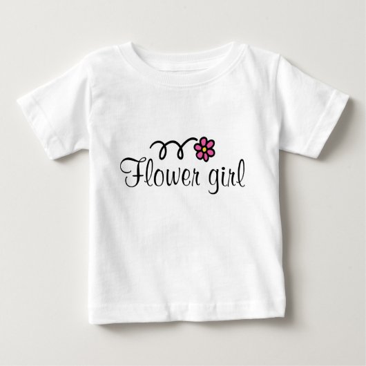 ピンクデイジーの幼児のための花女のTシャツ ベビーTシャツ (正面)