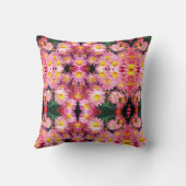 ピンクデイジーの花とのまわりに模様 クッション (裏面)