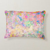 ピンクデイジーの花と水玉模様の青い水色 アクセントクッション (裏面)