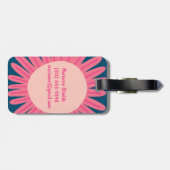 ピンクデイジーの花カスタマイズイニシャル ラゲッジタグ (裏面横)