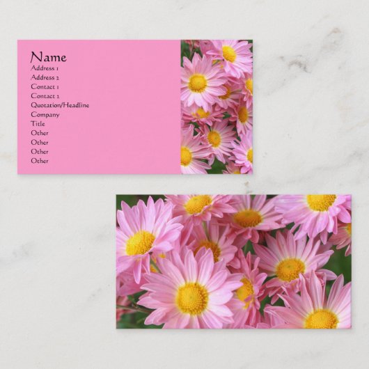 ピンクデイジーの花写真ビジネスカード 名刺 (正面/裏面)