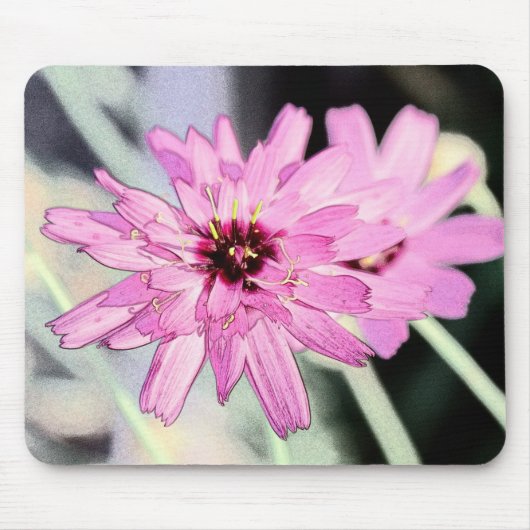 ピンクデイジーの花。フローラ写真アート。 マウスパッド (正面)