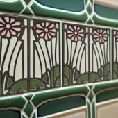 ピンクデイジーアールデコフローラウォールデコールアールヌーボー タイル