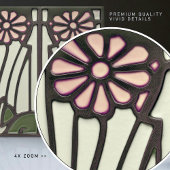 ピンクデイジーアールデコフローラウォールデコールアールヌーボー タイル