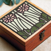 ピンクデイジーアールデコフローラウォールデコールアールヌーボー タイル