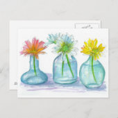 ピンクデイジーイエローデイジーホワイトデイジーブケッツ ポストカード (正面/裏面)