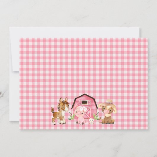 ピンクデイジーオインクバモーアファーム1歳 招待状 (裏面)