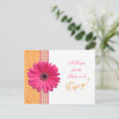 ピンクデイジーオレンジブライドレシピカードブライダルシャワー ポストカード (スタンド正面)