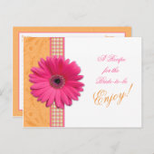 ピンクデイジーオレンジブライドレシピカードブライダルシャワー ポストカード (正面/裏面)