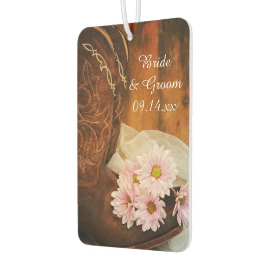 ピンクデイジーカウボーイブーツウェスタン結婚式の引き出物 カーエアーフレッシュナー (左)