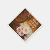ピンクデイジーカウボーイブーツカントリーウェスタン結婚ズ スタンダードカクテルナプキン (角)