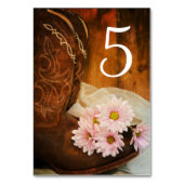 ピンクデイジーカウボーイブーツカントリーウェスタン結婚ズ テーブルナンバー (正面)