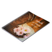 ピンクデイジーカウボーイブーツカントリーウェスタン結婚ズ ノートブック (左側)