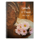 ピンクデイジーカウボーイブーツカントリーウェスタン結婚ズ ノートブック (正面)