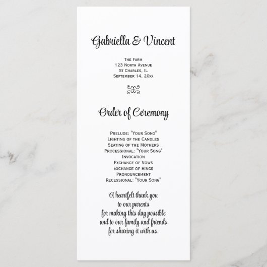 ピンクデイジーカウボーイブーツカントリーウェディングプログラム プログラム (裏面)