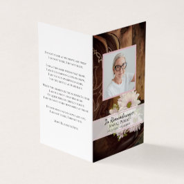 ピンクデイジーカウボーイブーツ葬儀記念祈りの言葉 名刺