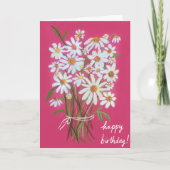 ピンクデイジーカスタマイズブーケー!ハッピーバースデー カード (正面)