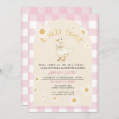 ピンクデイジーガールグースベイビーシャワー 招待状 (正面/裏面)