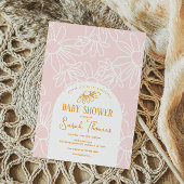 ピンクデイジーガールベビーシャワー 招待状