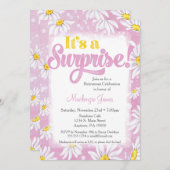 ピンクデイジーサプライズ退職パーティの招待状 招待状 (正面/裏面)