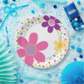 ピンクデイジーサマーフローライラストレーション ペーパープレート (パーティー)